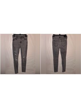 American Eagle Outfitters Gray High-Rise Distressed Skinny Jeans